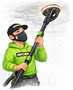 animation of a PatchBoyz technician removing stipple from a ceiling with a festool planex orbital sander