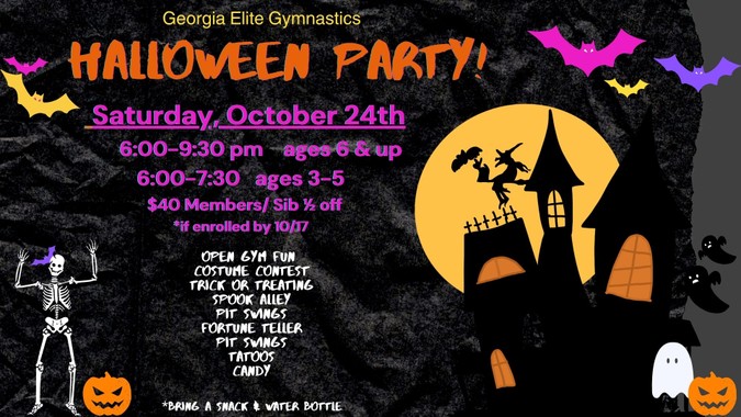 Saturday open gym flyer at Georgia Elite Gymnastics