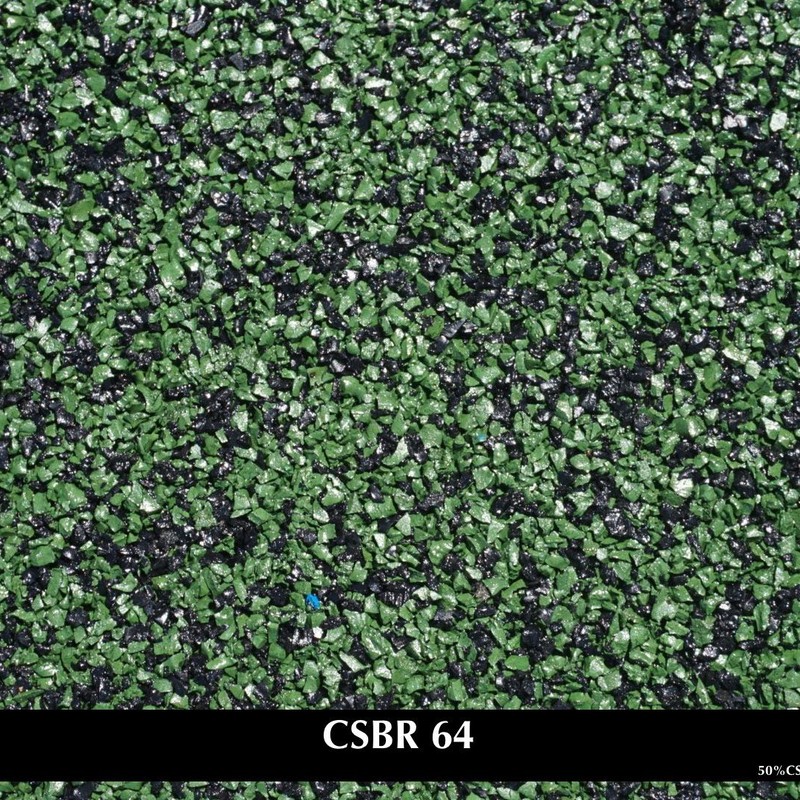 Recycled rubber in black.