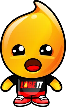 Drippy, the Lube It mascot, with his arms out
