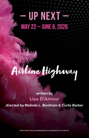 Artwork (a hot-pink heart made of fur hanging from black studded straps) for the DDTCo. production of Venus in Fur, written by David Ives and directed by Malinda L. Beckham.