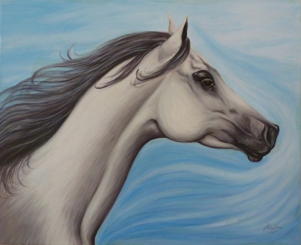 Oil painting by Jane Indigo of Arabian horse