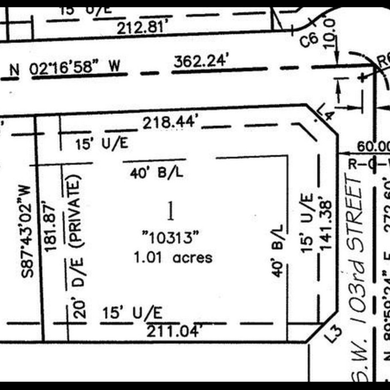 Plat map of Highland Estates in Mustang Oklahoma highlighting available custom home lots and property dimensions.