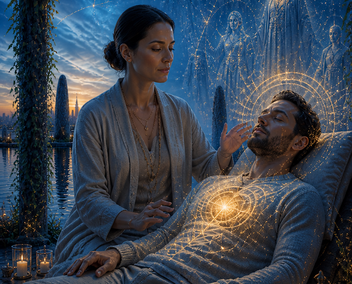 woman healing man