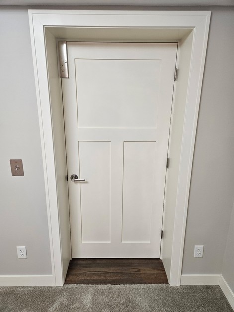 Home elevator installation interior door.