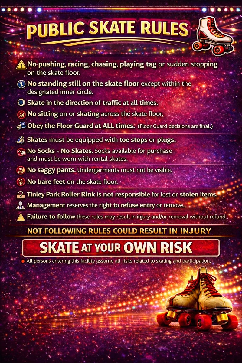 Tinley Park Roller Rink - Public Skate Rules