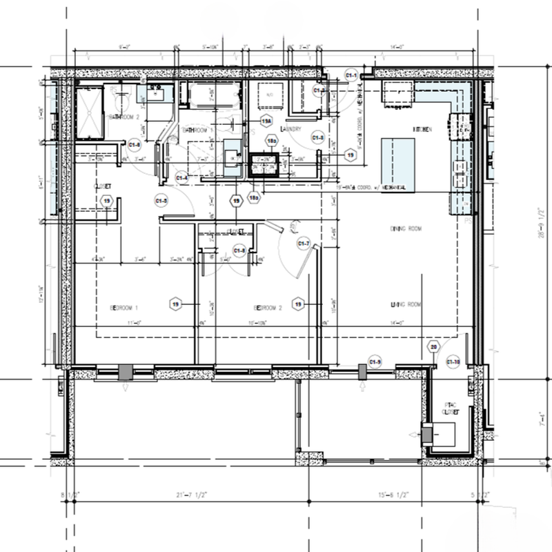 Unit C1 Floor Plan - 1119 Sq Ft - $2769