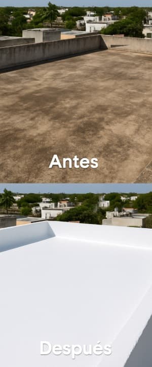 Antes y despues del servicio de impermeabilizacion en merida