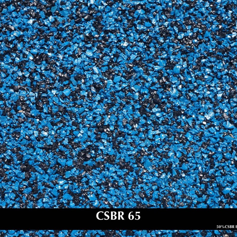 Recycled rubber in black.