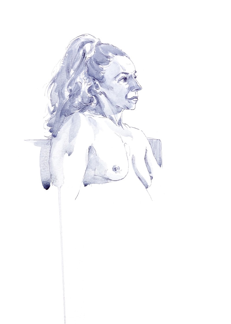 Life drawing by Mark Stephenson from February 2025. Acrylic ink and watercolour on watercolour paper.