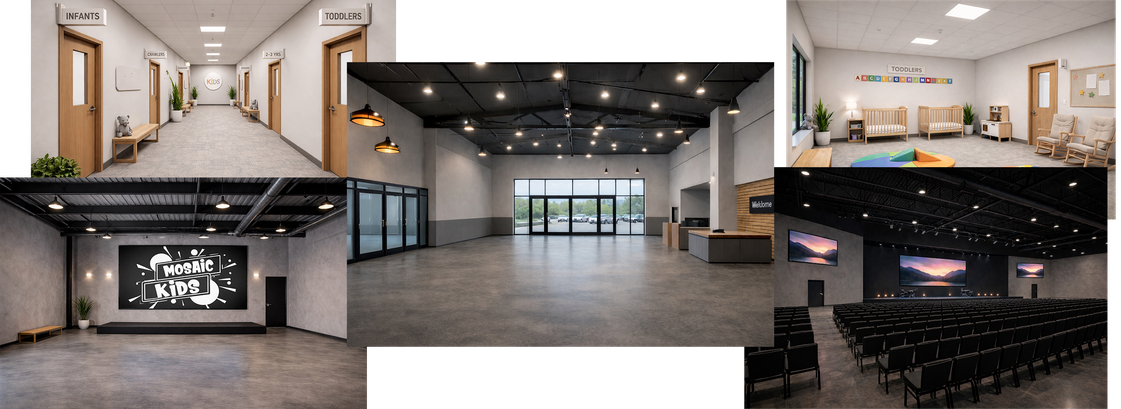 Image renderings of what the inside of the completed building will look like.