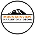 The Mountain View Harley Davidson logo, prominently displayed on the website, features the company name in stylized letters with the words 'Harley Davidson' in orange and the words 'Mountain View' in black. The logo also includes an image of a motorcycle in the center. Mountain View Harley Davidson is a motorcycle dealership and a client of Paul Filek