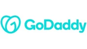 The GoDaddy logo, displayed in blue-green colors, is prominently featured on the website. It consists of the company name in stylized text with a curved underline. GoDaddy is a website hosting and domain registration company and a client of Paul Filek