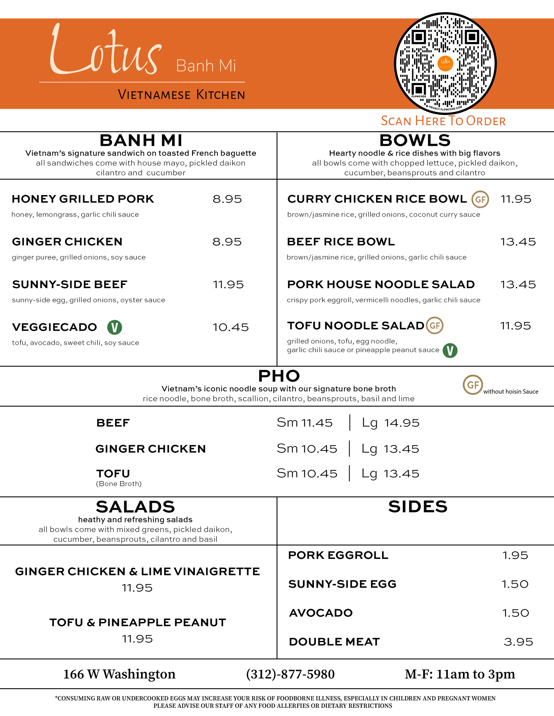 Washington Menu