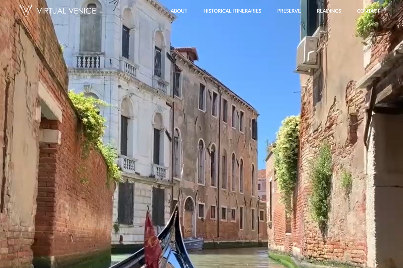 Screenshot of the Virtual Venice website designed by Vito Creative using Pagecloud, featuring an immersive layout for an educational VR experience exploring the history and culture of Venice.