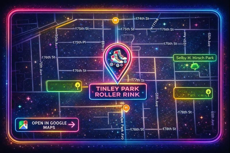 Map to Tinley Park Roller Rink