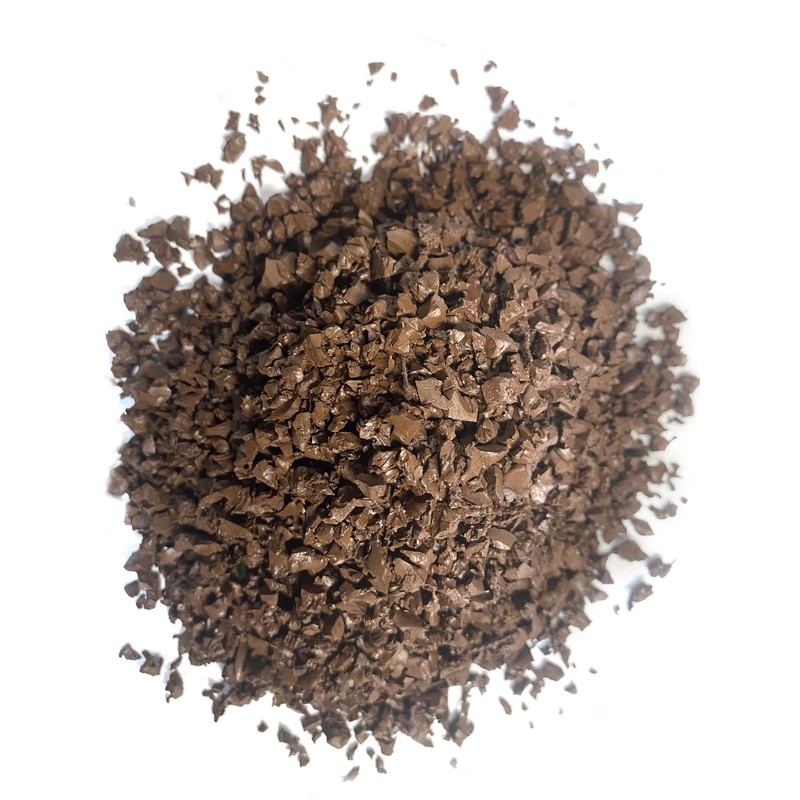 Recycled rubber in brown.