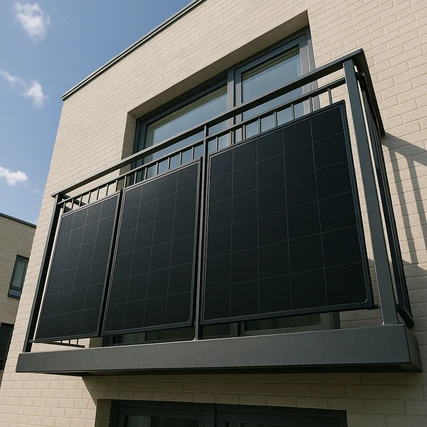 475W balcony solar panel installed on railing of UK flat – plug-in solar with no roof required