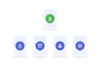 Illustration of a visual site map with the home page selected.