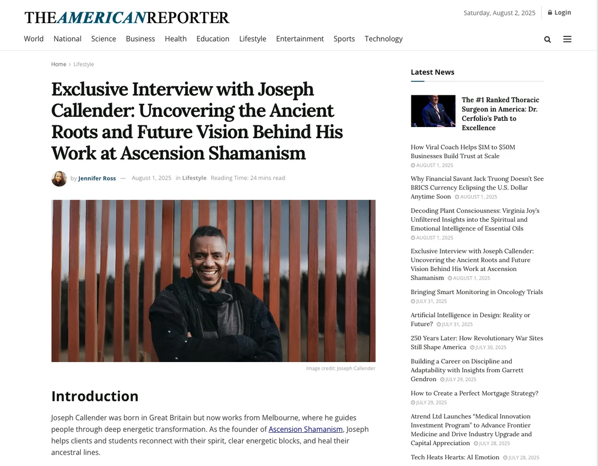 picture of joseph from The American Reporter article 1st August 2025