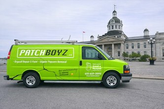 PatchBoyz truck in front of Kingston landmark