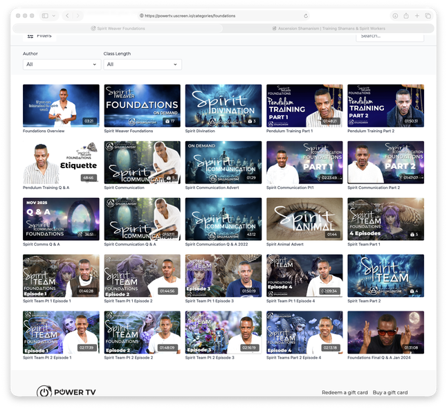 Showing the workshop and classes videos that you can find on Power TV