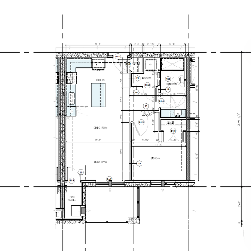 Unit B1 Floor Plan - 814 Sq Ft - $2,169