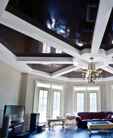 Beautiful luxury stretch ceiling in an oval coffered ceiling in ottawa