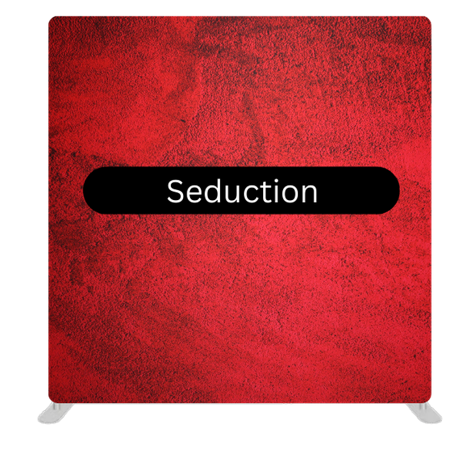 A bold red photo booth backdrop featuring a textured, velvety pattern with darker shading throughout. The surface creates a dramatic, passionate look, adding a striking and stylish background for event photos.