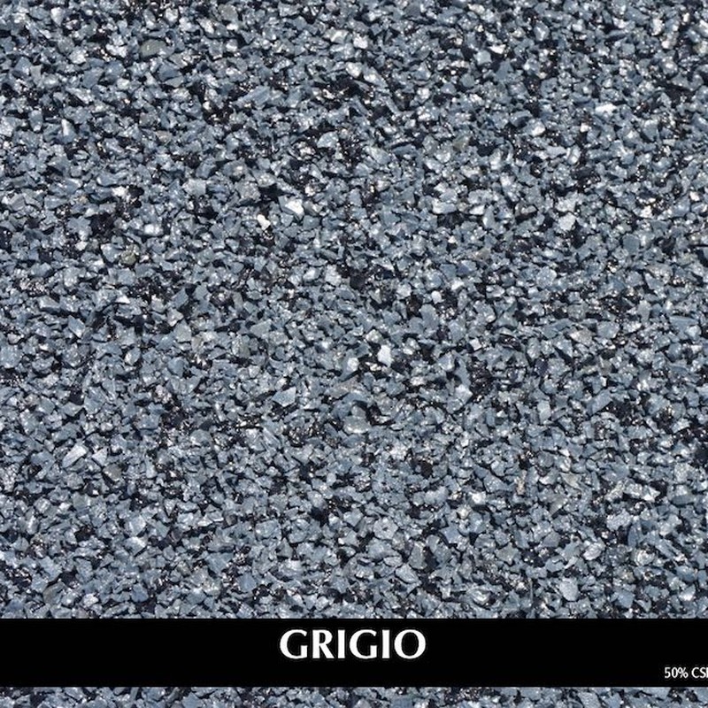 Recycled rubber in black.