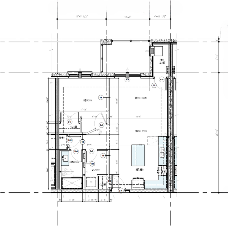Unit B Floor Plan - 806 SqFt - $2,149