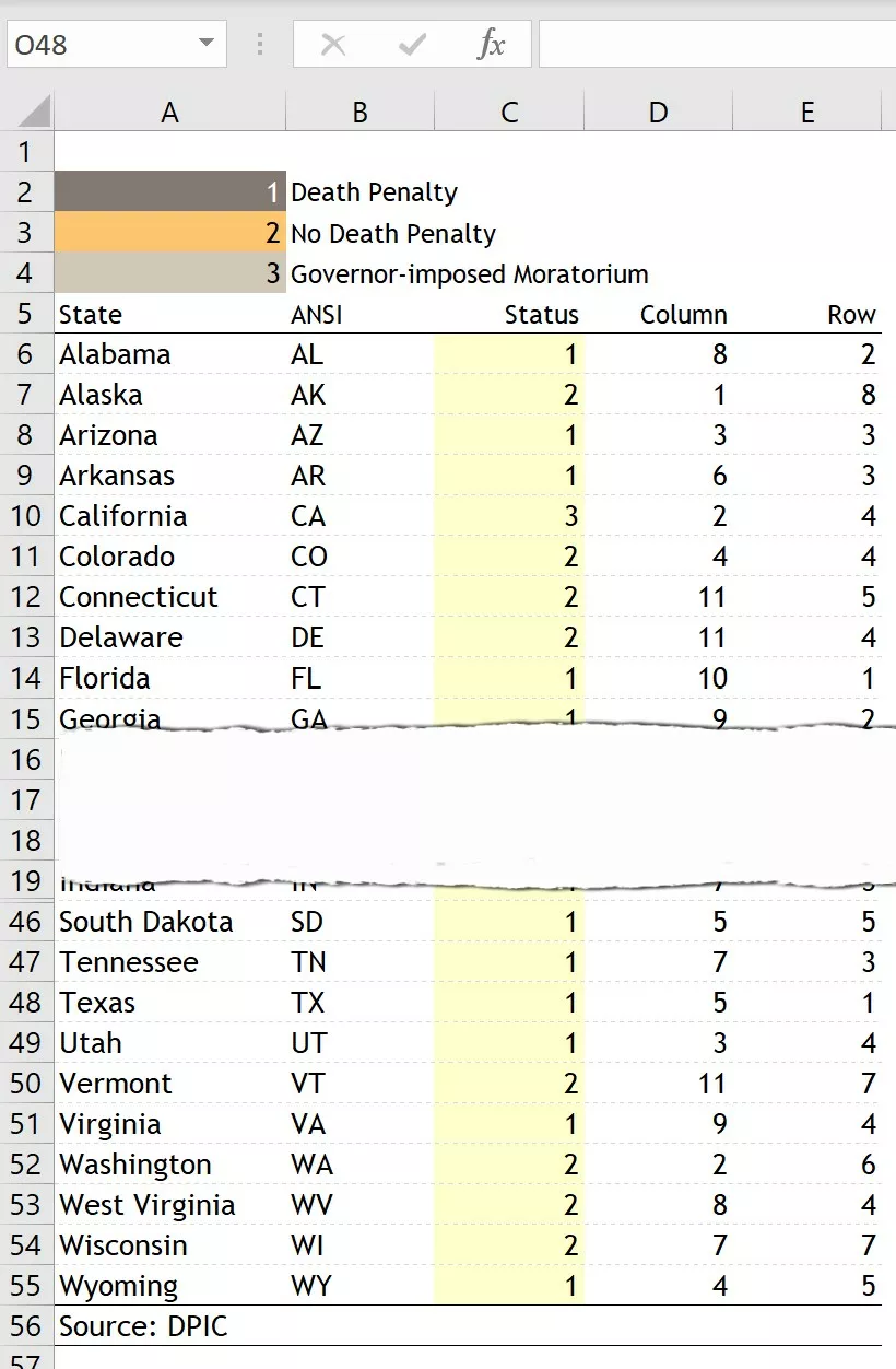 How to create a Grid Map with circles in Excel