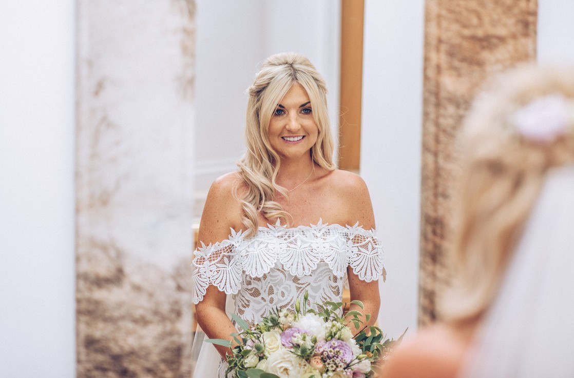 Bridal preperations, Jade on the morning of her wedding. Photography by Karl Baker Swansea