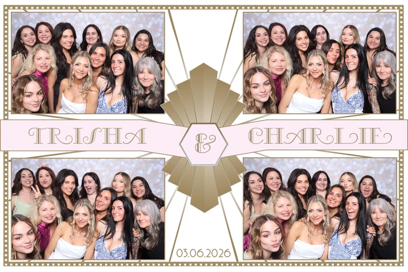 Guests celebrating Trisha and Charlie’s wedding using the VA Shoreline Events photo booth. Our DSLR photo booth captures fun moments at weddings and events across Virginia Beach, Norfolk, and Chesapeake in Hampton Roads.