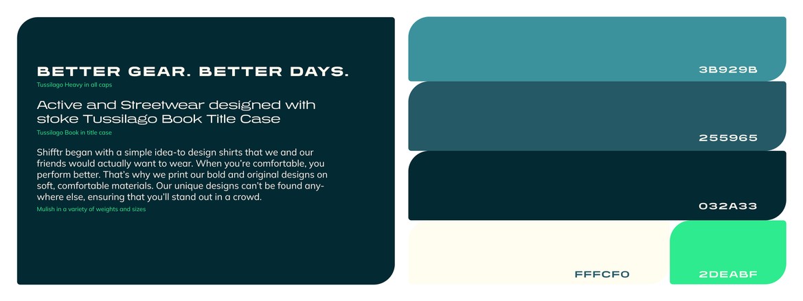 Triia branded collateral, clothing tag, t-shirt, app homescreen