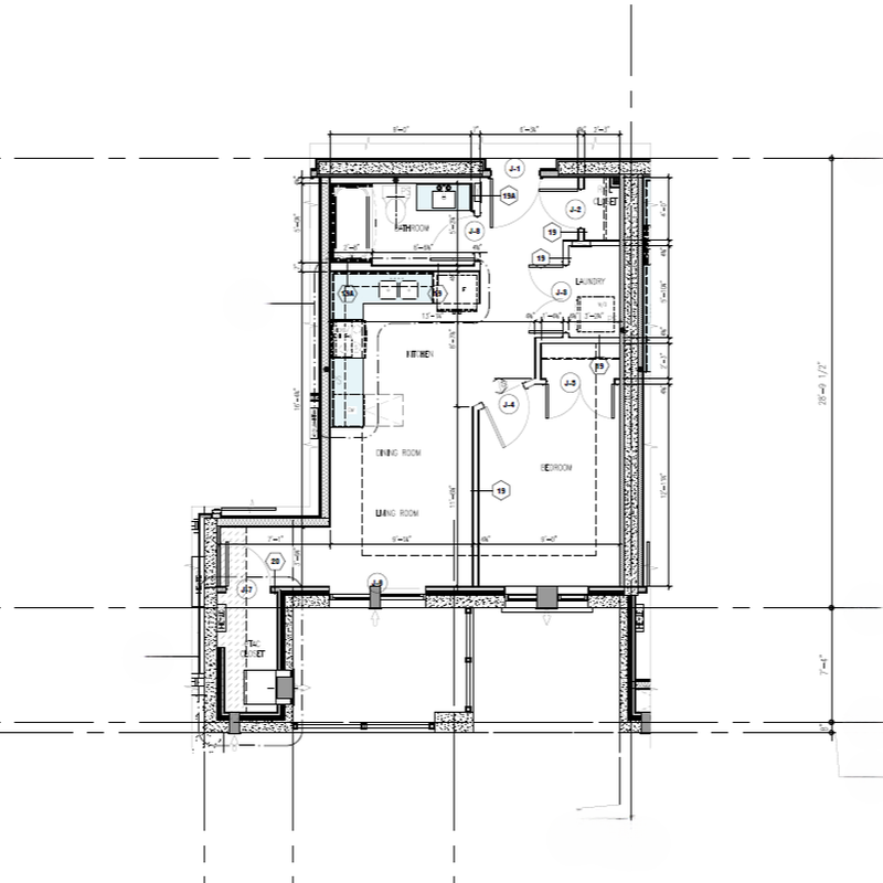 Unit J Floor Plan - 649 Sq Ft - $2,049