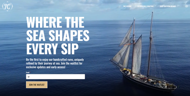 Screenshot of the 7C’s Rum website designed by Vito Creative using Pagecloud, featuring an elegant, ocean-inspired layout that captures the journey and craftsmanship behind the brand.