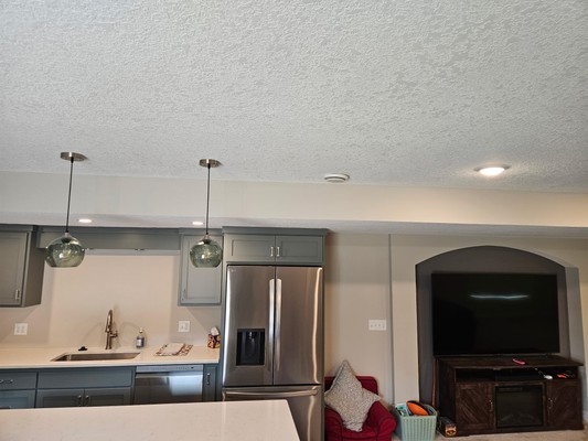 Home elevator basement kitchen.