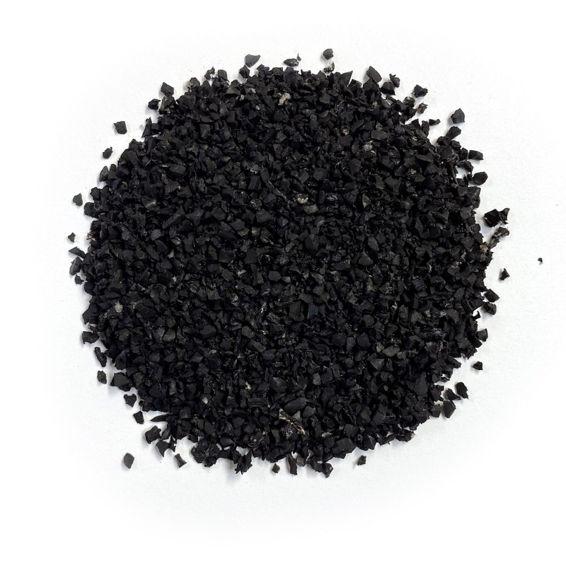 Recycled rubber in black.