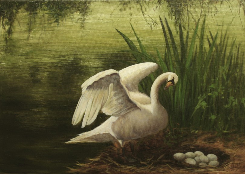 Green swan painting EOS400 easel  MG 0008 ps