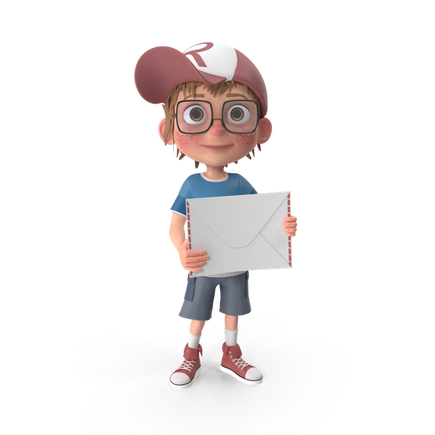 Cartoon Boy with Letter.H01.2k