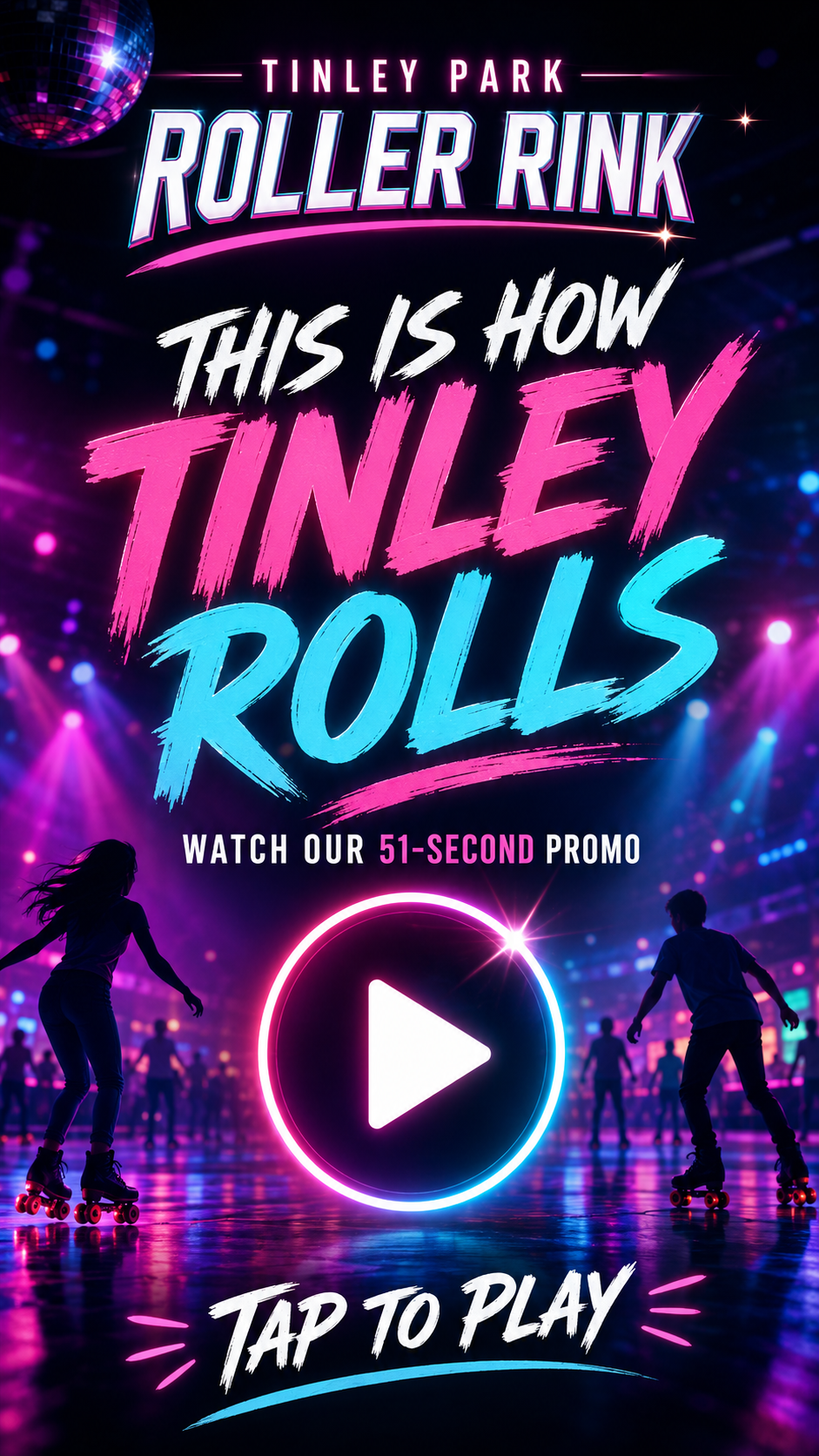 This is how Tinley rolls — tap to play the Tinley Park Roller Rink promotional video