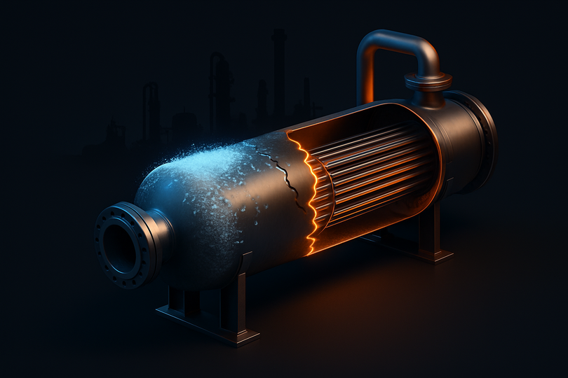 Illustration of a chilled heat exchanger with a brittle-fracture concept