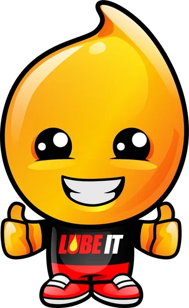 Drippy, the Lube It mascot, giving two thumbs up