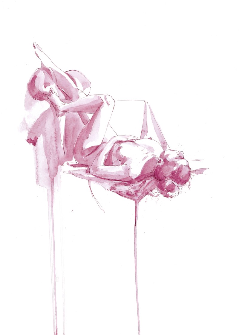 Life drawing by Mark Stephenson from Nov 2025. Acrylic ink and watercolour on watercolour paper.