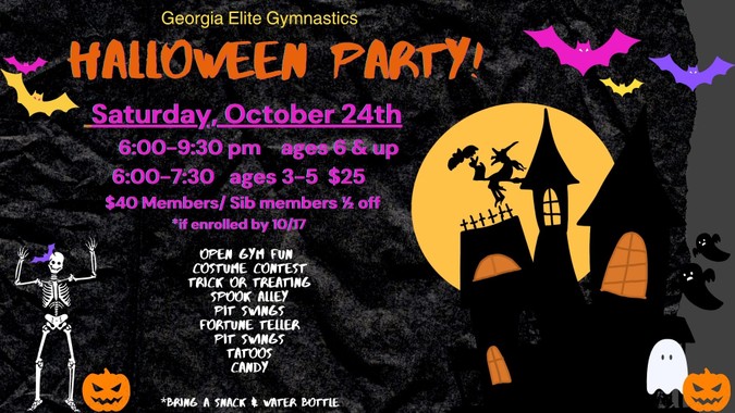 Saturday open gym flyer at Georgia Elite Gymnastics