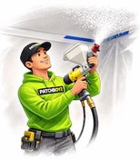 Toronto popcorn ceiling repair technician spraying a ceiling