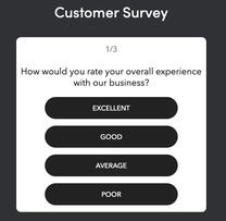 Customer survey asking questions regarding the overall business experience.