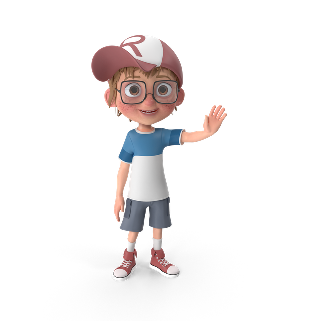 Cartoon Boy Waving Hand.H01.2k