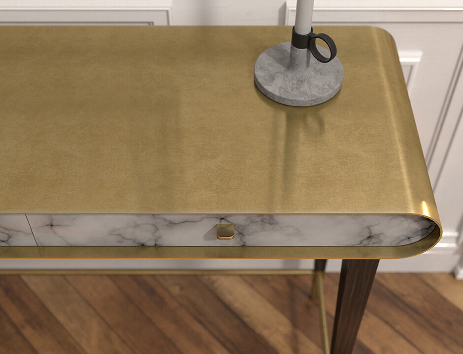 console en laiton et marbre